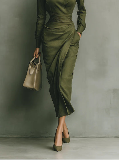 Noëlle™ | Maxi Dress in Army Green
