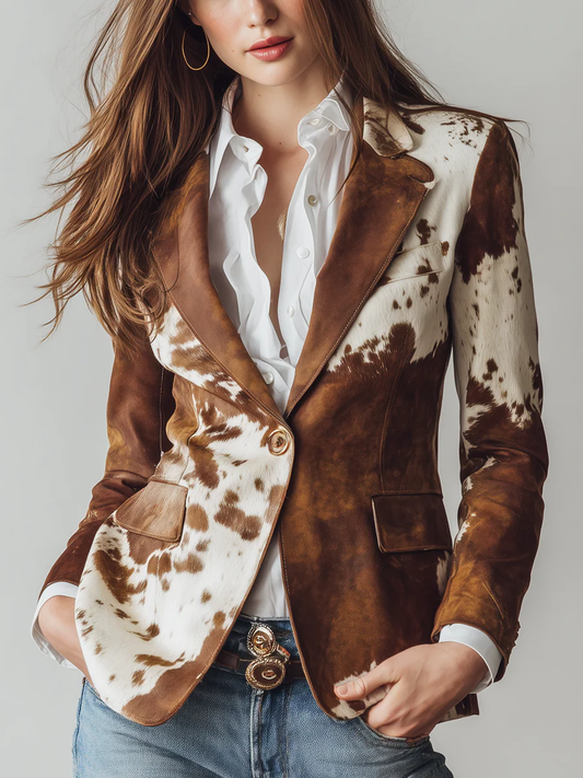 Bennett | Retro Cow Print Suit Jacket