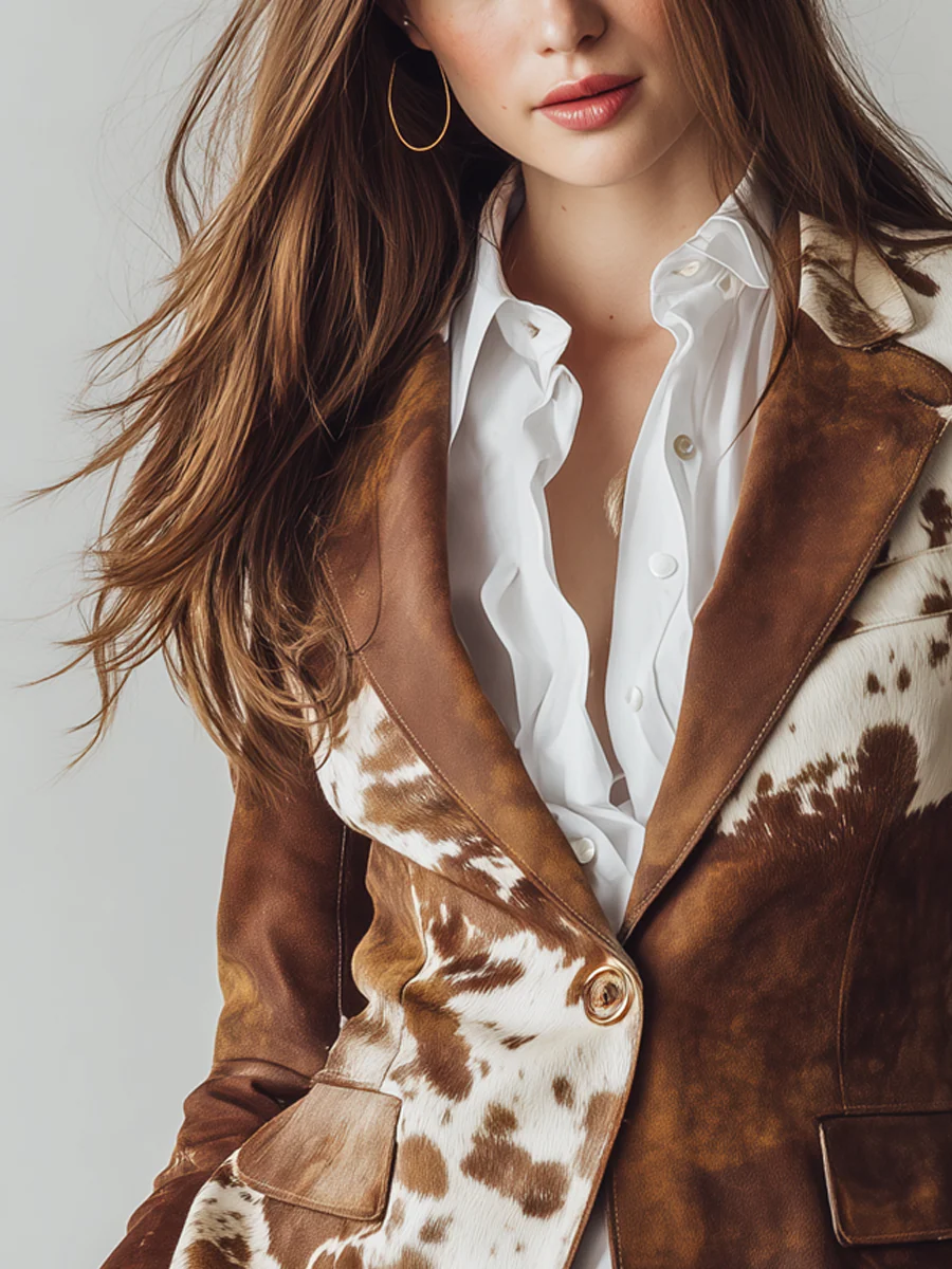 Bennett | Retro Cow Print Suit Jacket