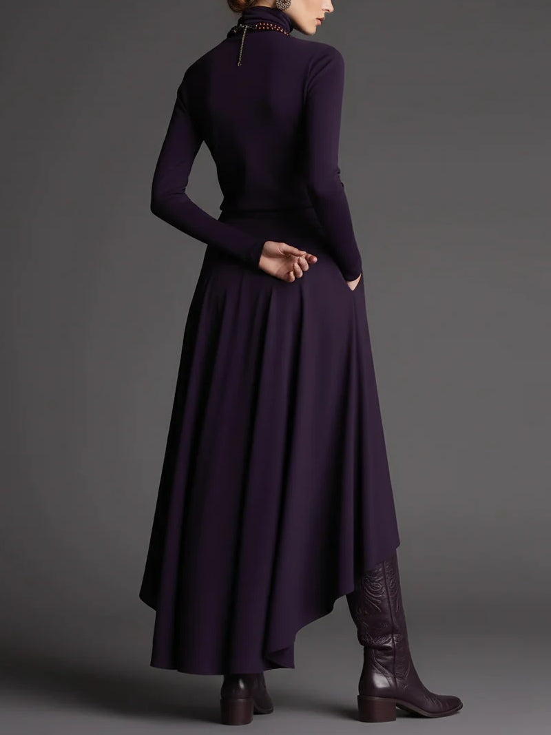 Lilac | Turtleneck Top and Asymmetrical Skirt Set
