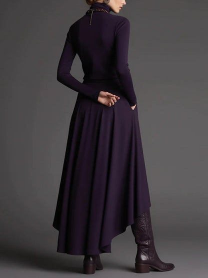 Lilac | Turtleneck Top and Asymmetrical Skirt Set