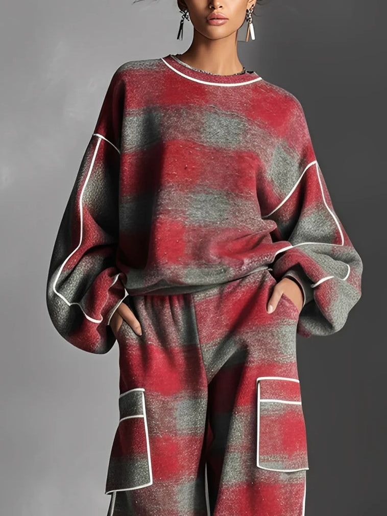 Samantha | Colour-blocked Sweatshirt and Casual Trousers Set