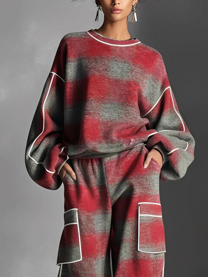 Samantha | Colour-blocked Sweatshirt and Casual Trousers Set