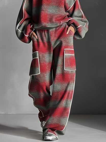 Samantha | Colour-blocked Sweatshirt and Casual Trousers Set