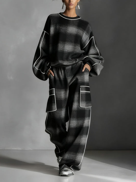 Grayden | Plaid Sweatshirt and Trousers Set