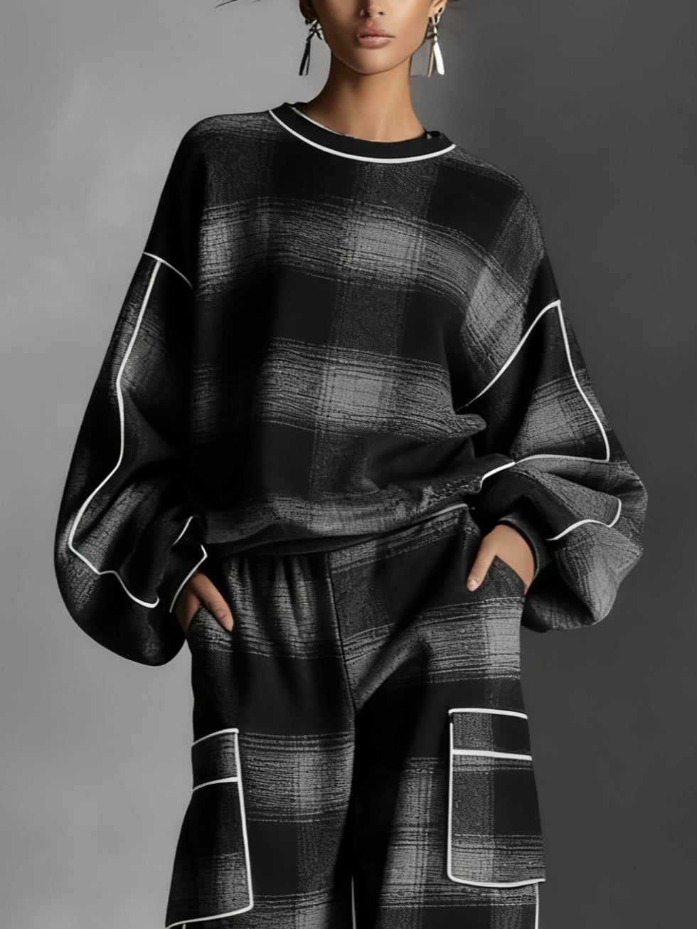 Grayden | Plaid Sweatshirt and Trousers Set