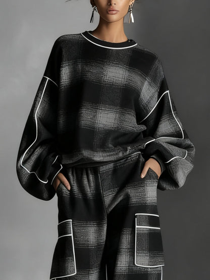 Grayden | Plaid Sweatshirt and Trousers Set
