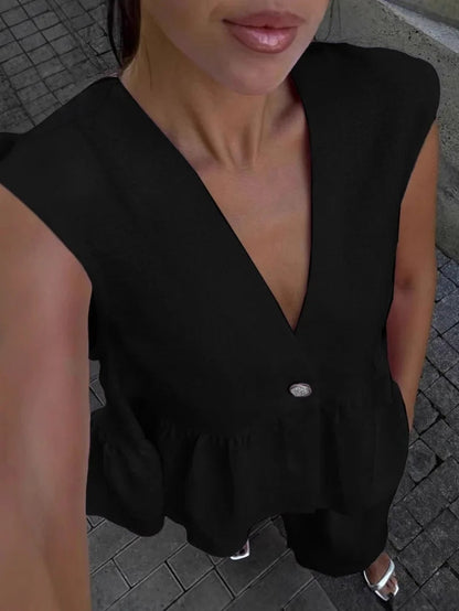 Lila | V-Neck Ruffled Two-Piece Suit