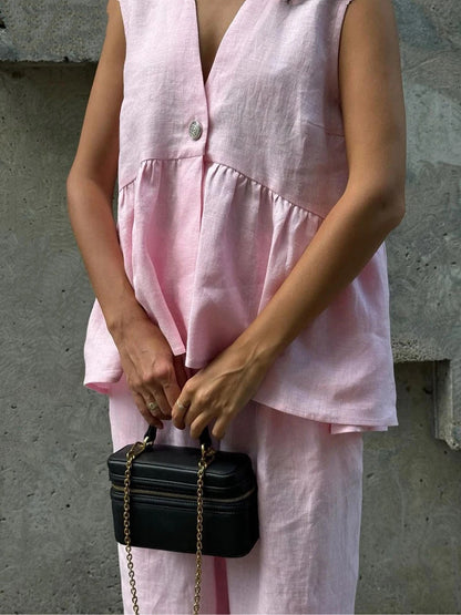 Lila | V-Neck Ruffled Two-Piece Suit