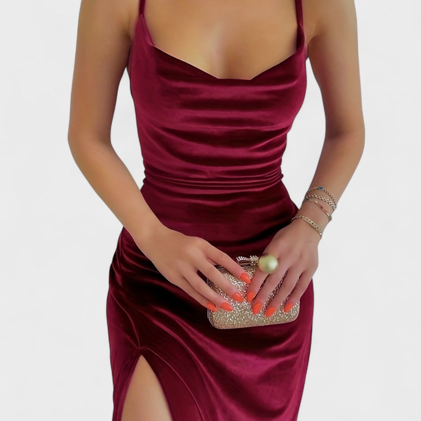 Gabriela - Velvet Dress Featuring a Chic Slit