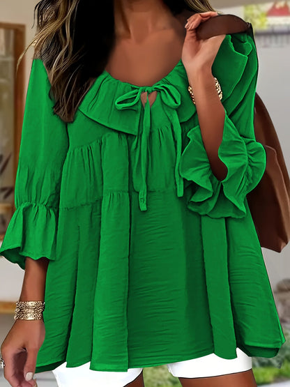 Donna™ | Textured Bow Tie Blouse