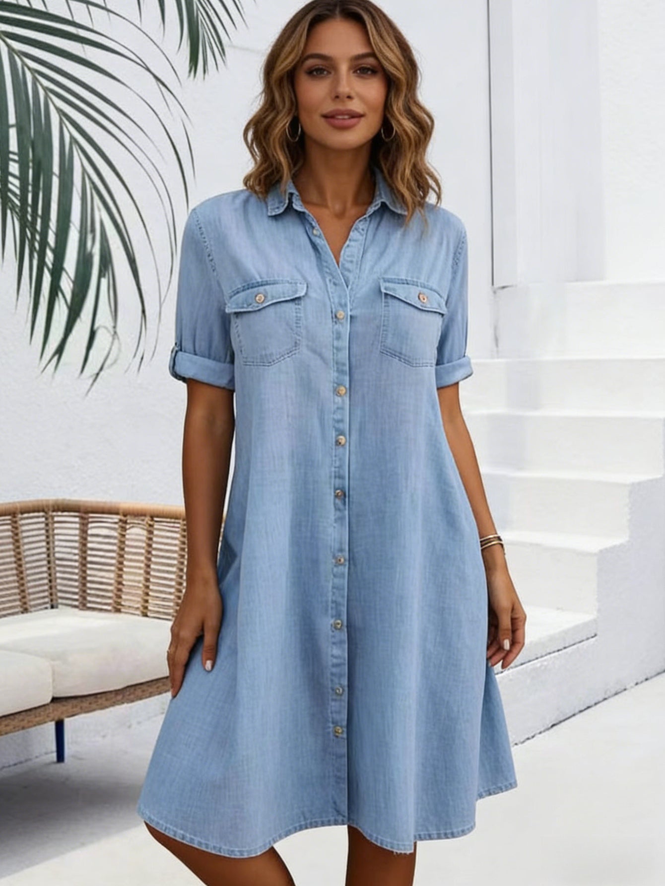 Faye | Vintage Washed Elegant Denim Dress