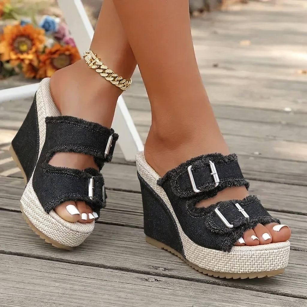 Atelier | Wedge Sandals with Frayed Edges