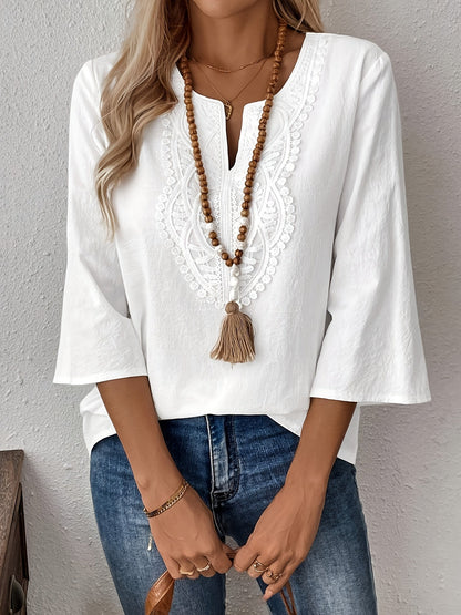 Cynthia™ | Solid V-Neck Casual Top