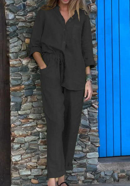 Liam | V-Neck Shirt & Trousers Set