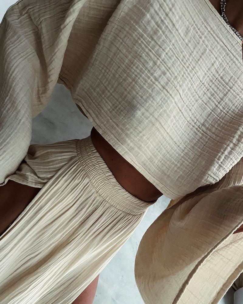 Lila | Slit Cotton and Linen Two-Piece Set