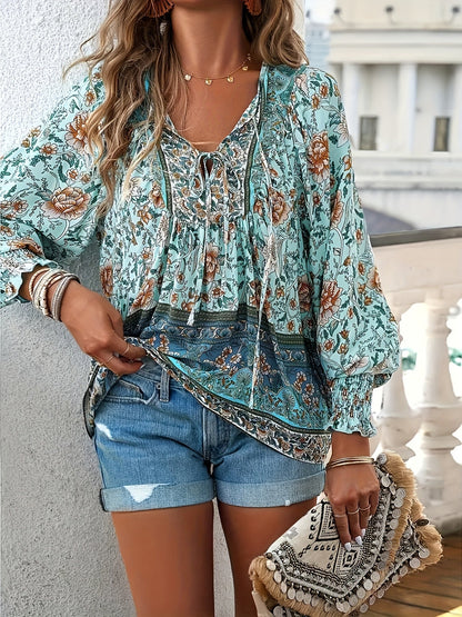 Linda™ | Floral Lantern Sleeve Blouse