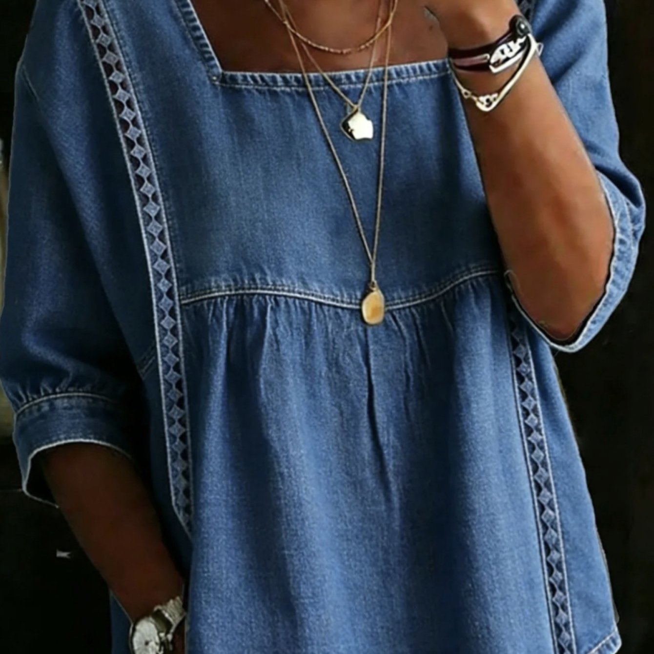 Joan | Elegant Retro Denim Shirt