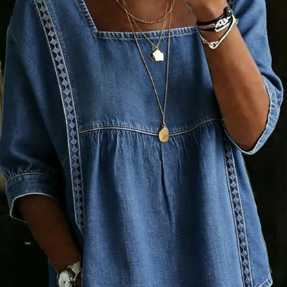 Joan | Elegant Retro Denim Shirt