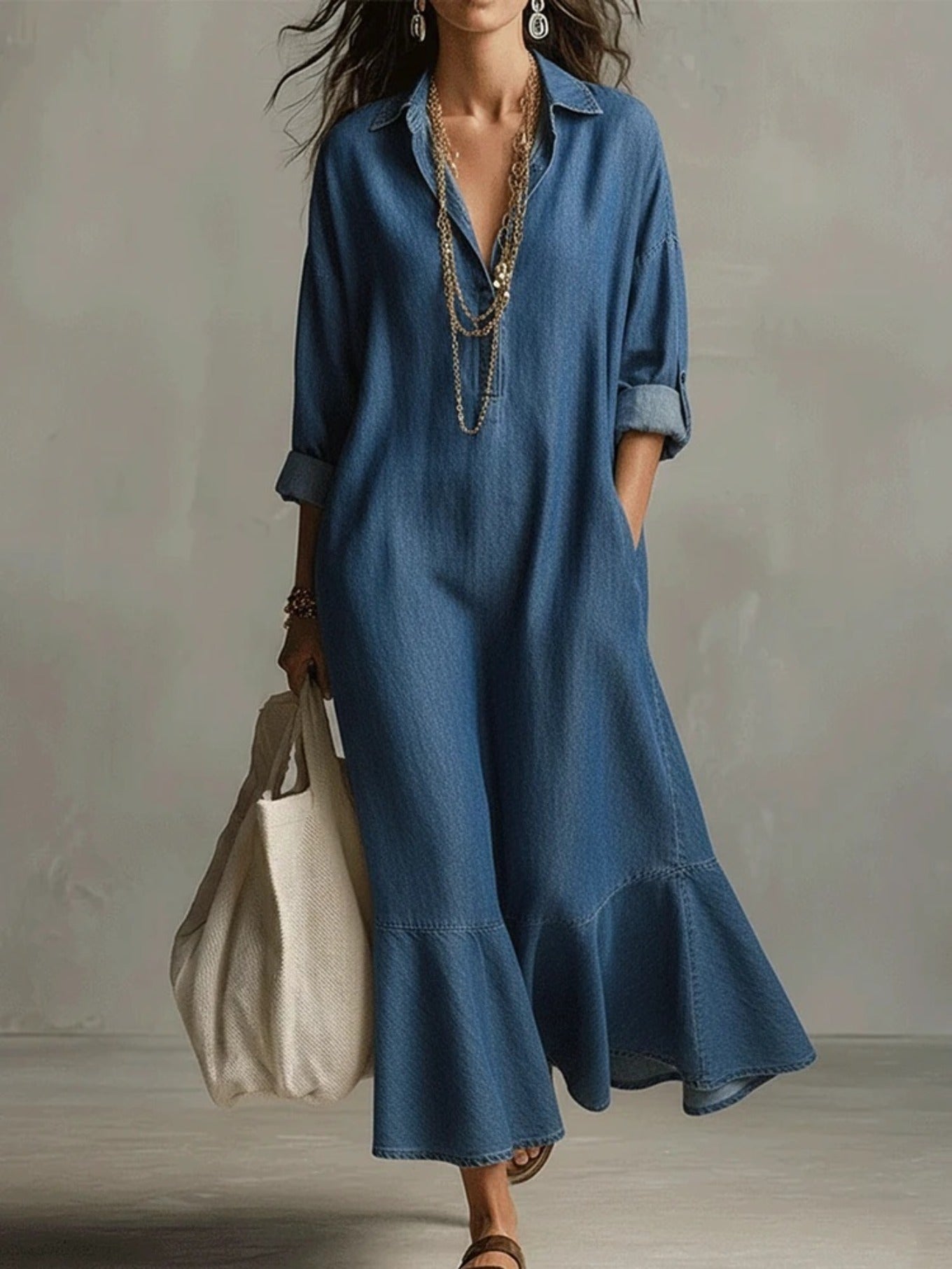 Judy | Stylish Denim Maxi Dress