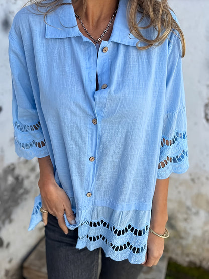 Gloria™ | Ruffled Lace Sleeve Blouse