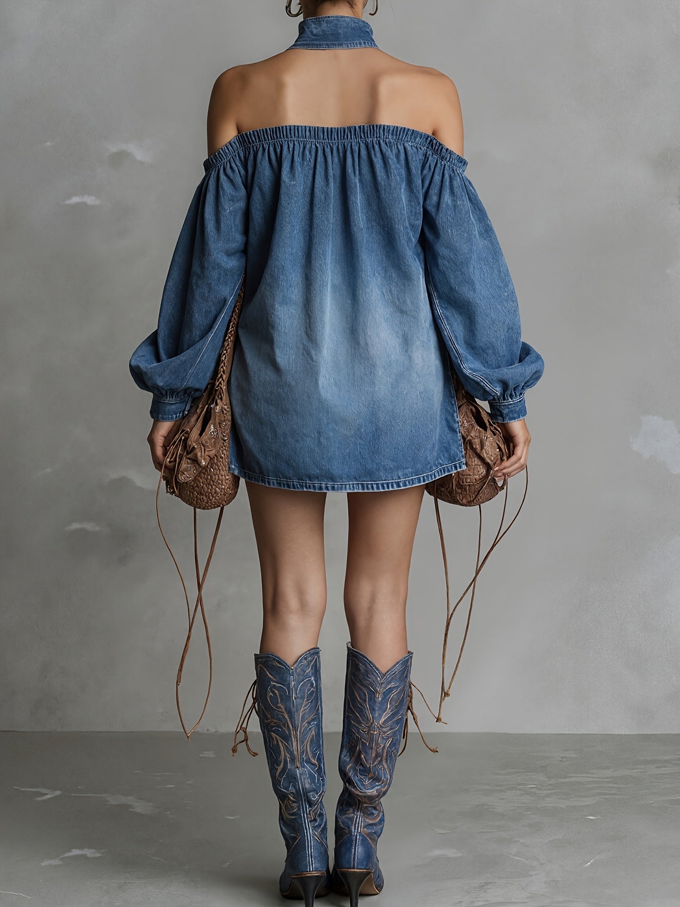 Elise | Off Shoulder Short Denim Jumpsuit