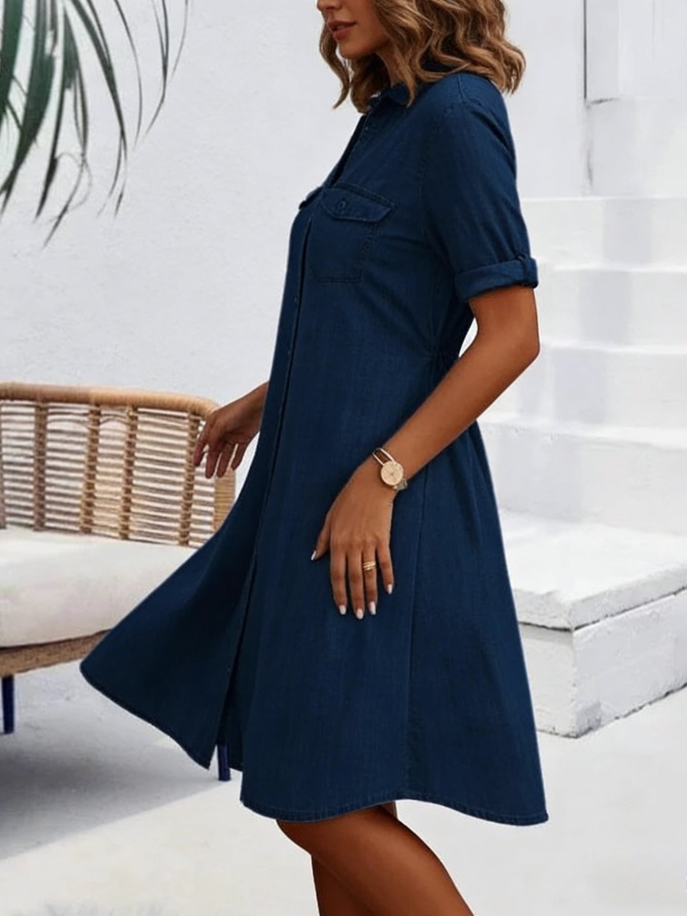 Faye | Vintage Washed Elegant Denim Dress