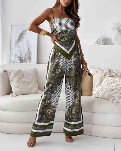 Lila | Printed Lace-Up Vest & Trousers Set