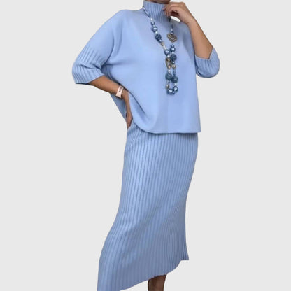 Debora | Knitted Set with Ribbed Midi Skirt