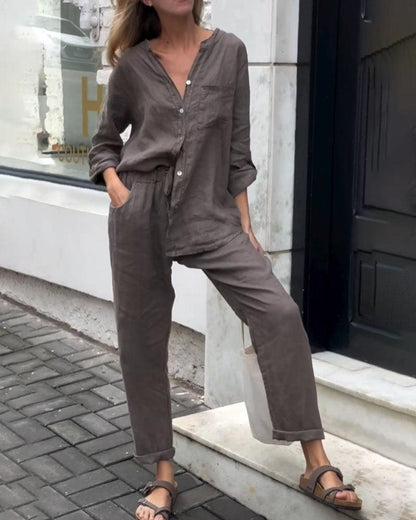 Liam | V-Neck Shirt & Trousers Set