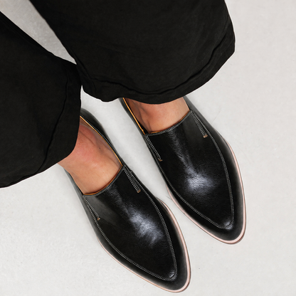 Zofia™ | Black Patchwork Slip-On Loafers