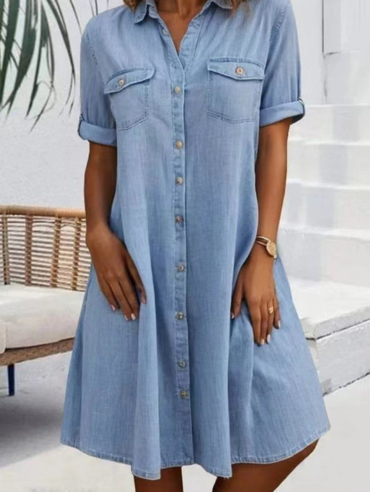Faye | Vintage Washed Elegant Denim Dress