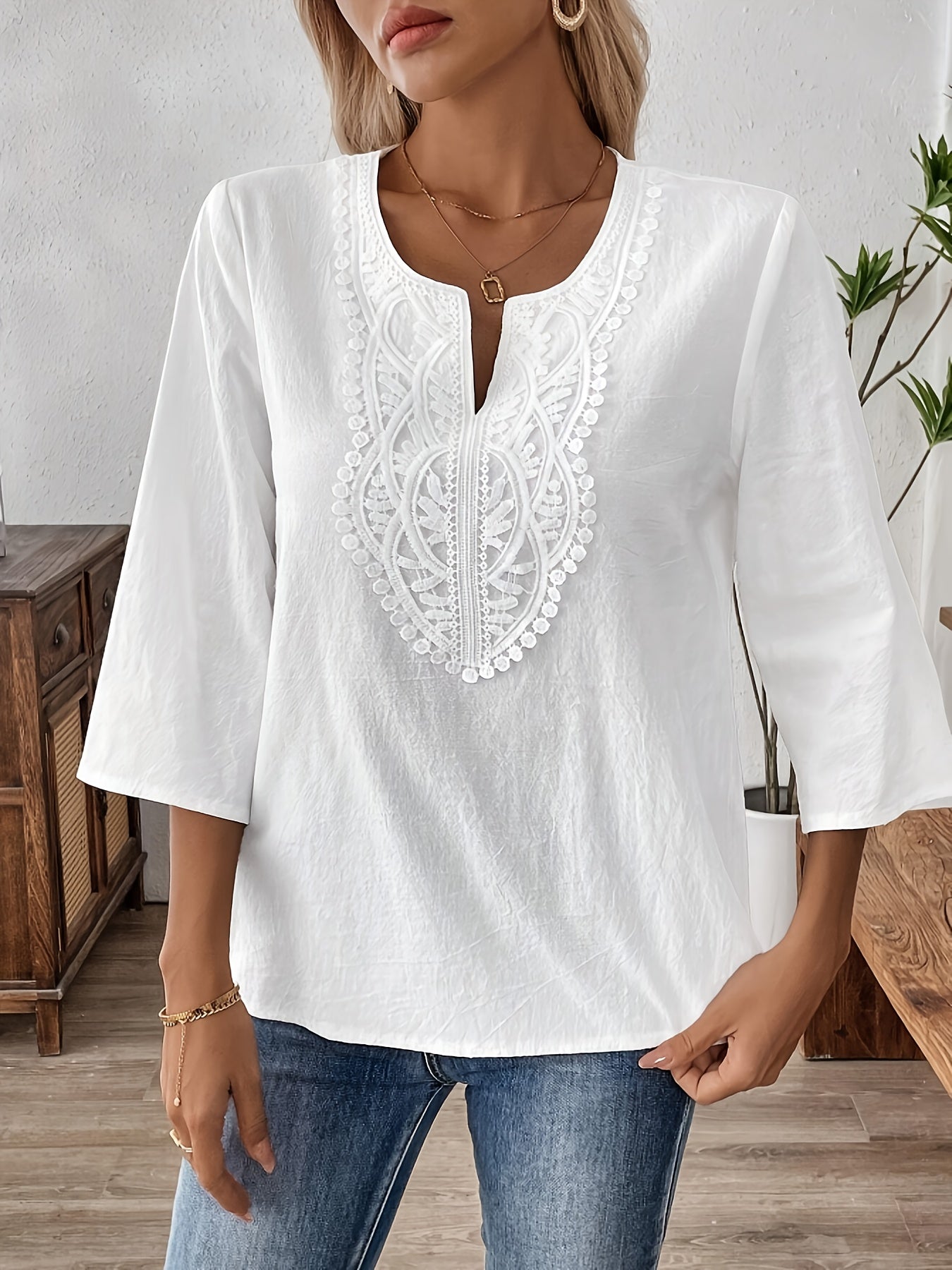 Cynthia™ | Solid V-Neck Casual Top