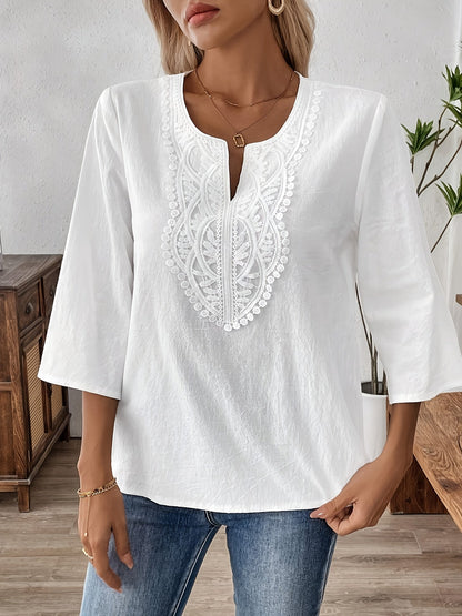 Cynthia™ | Solid V-Neck Casual Top