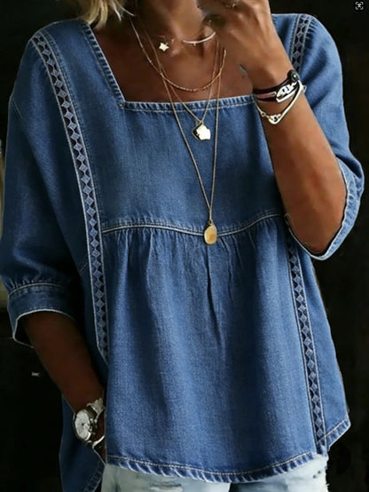 Joan | Elegant Retro Denim Shirt