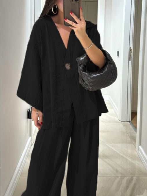 Sienna | V-Neck Top & Trousers Set