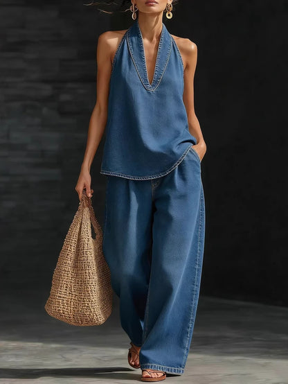 Patricia | Vintage Washed Denim Jumpsuit