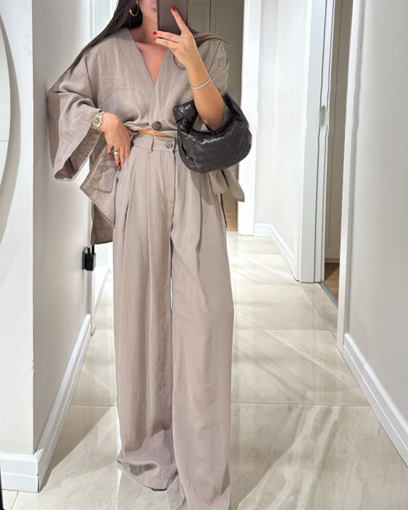 Sienna | V-Neck Top & Trousers Set