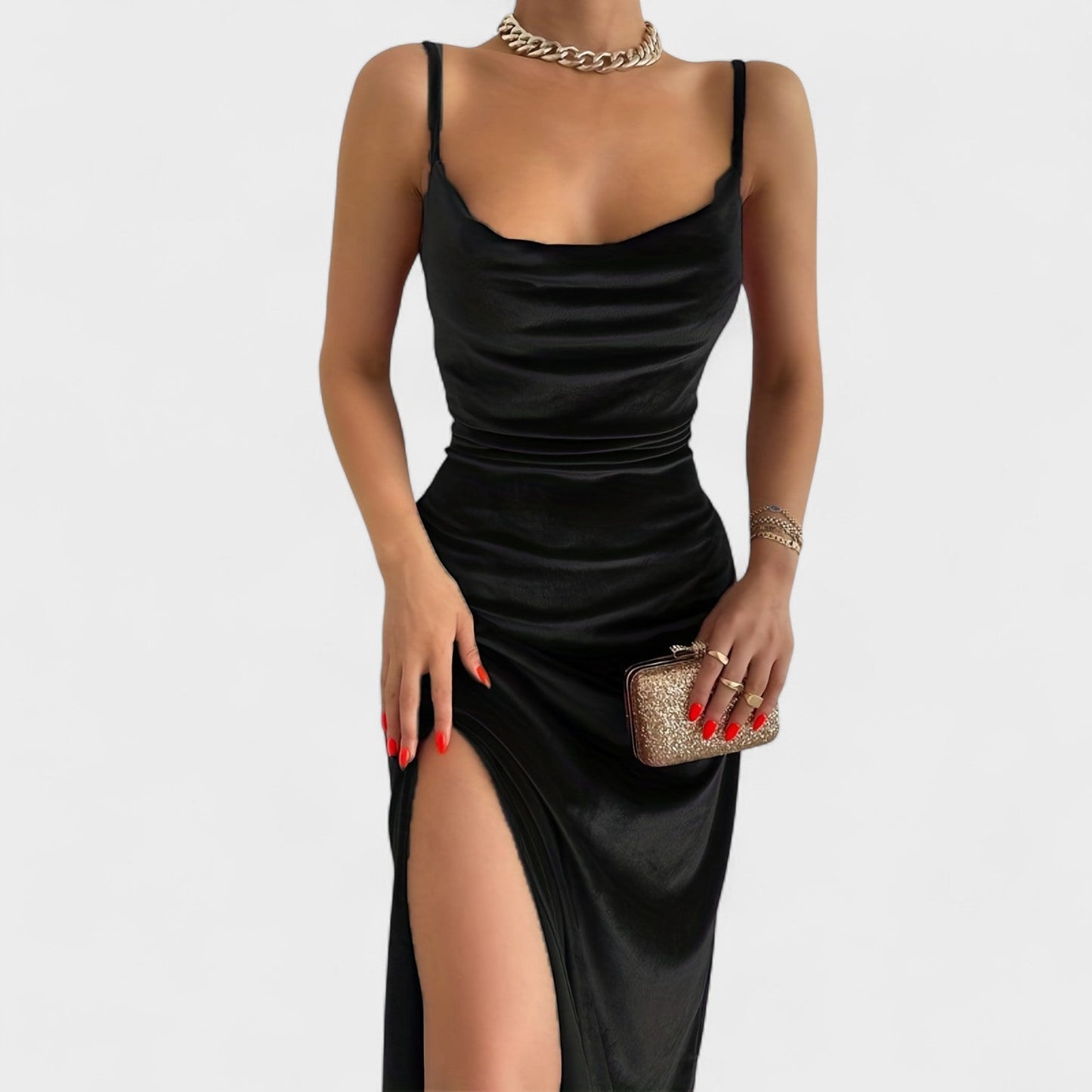 Gabriela - Velvet Dress Featuring a Chic Slit