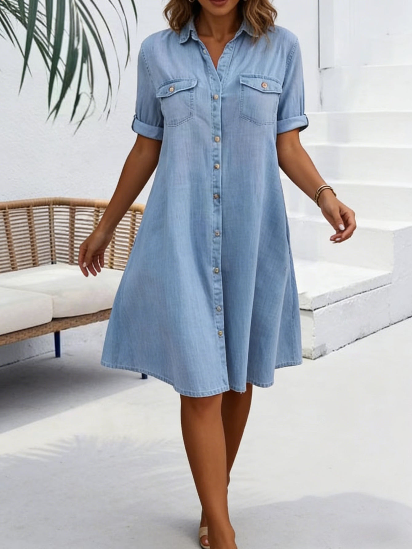 Faye | Vintage Washed Elegant Denim Dress