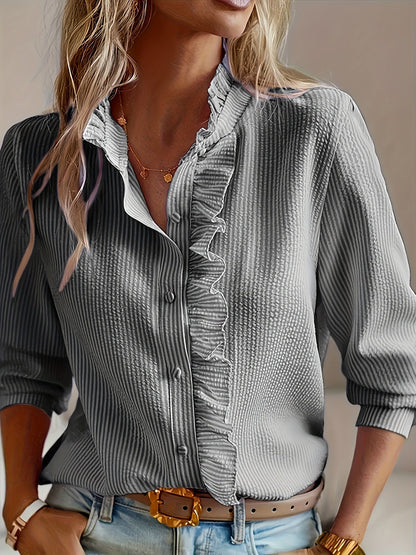 Theresa™ | Striped Lace Pleated Blouse