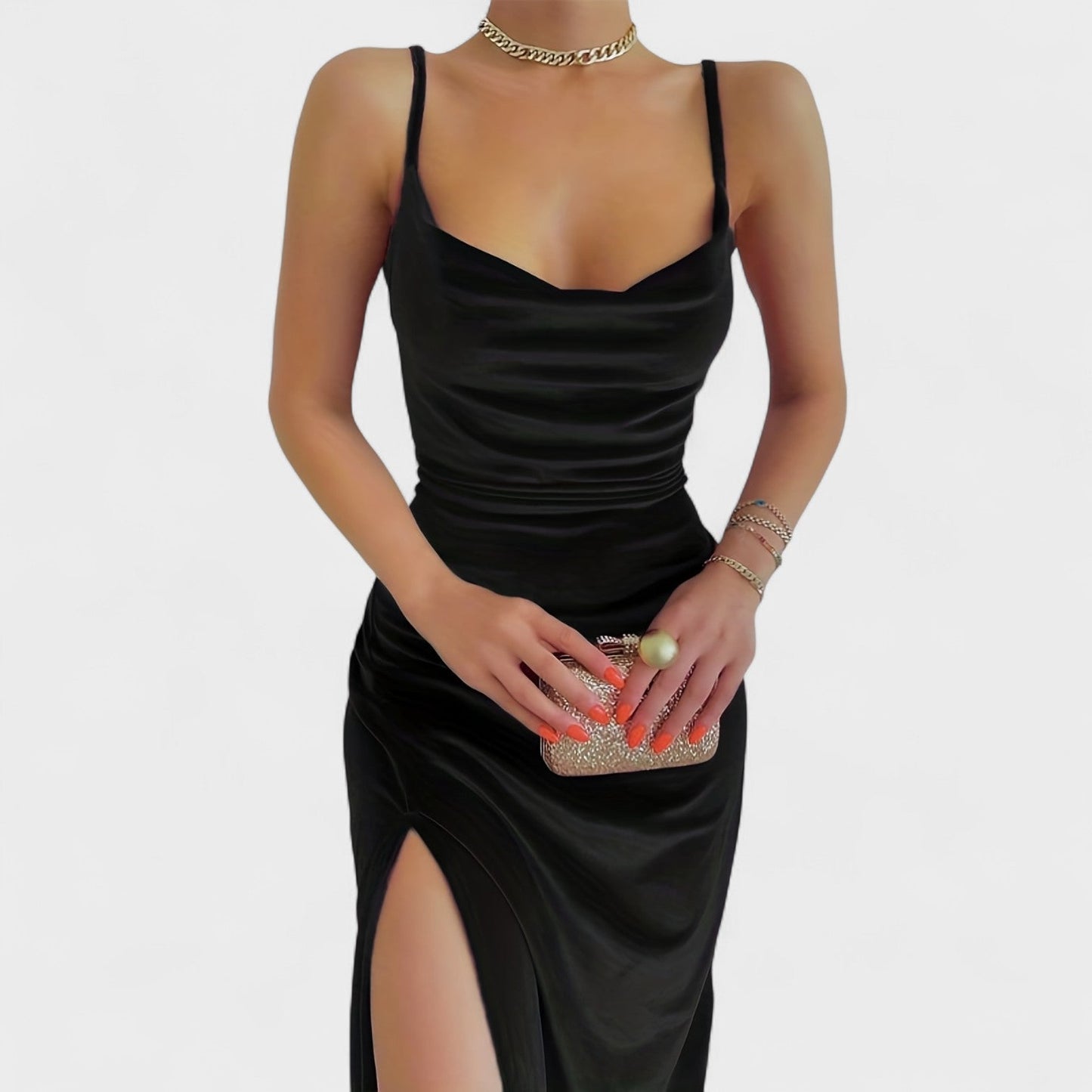 Gabriela - Velvet Dress Featuring a Chic Slit