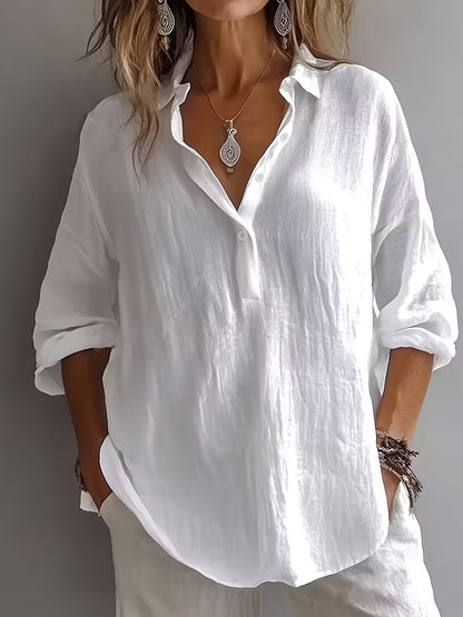 Margaret™ | Loose Solid Collar Blouse