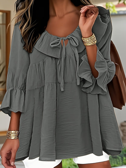 Donna™ | Textured Bow Tie Blouse
