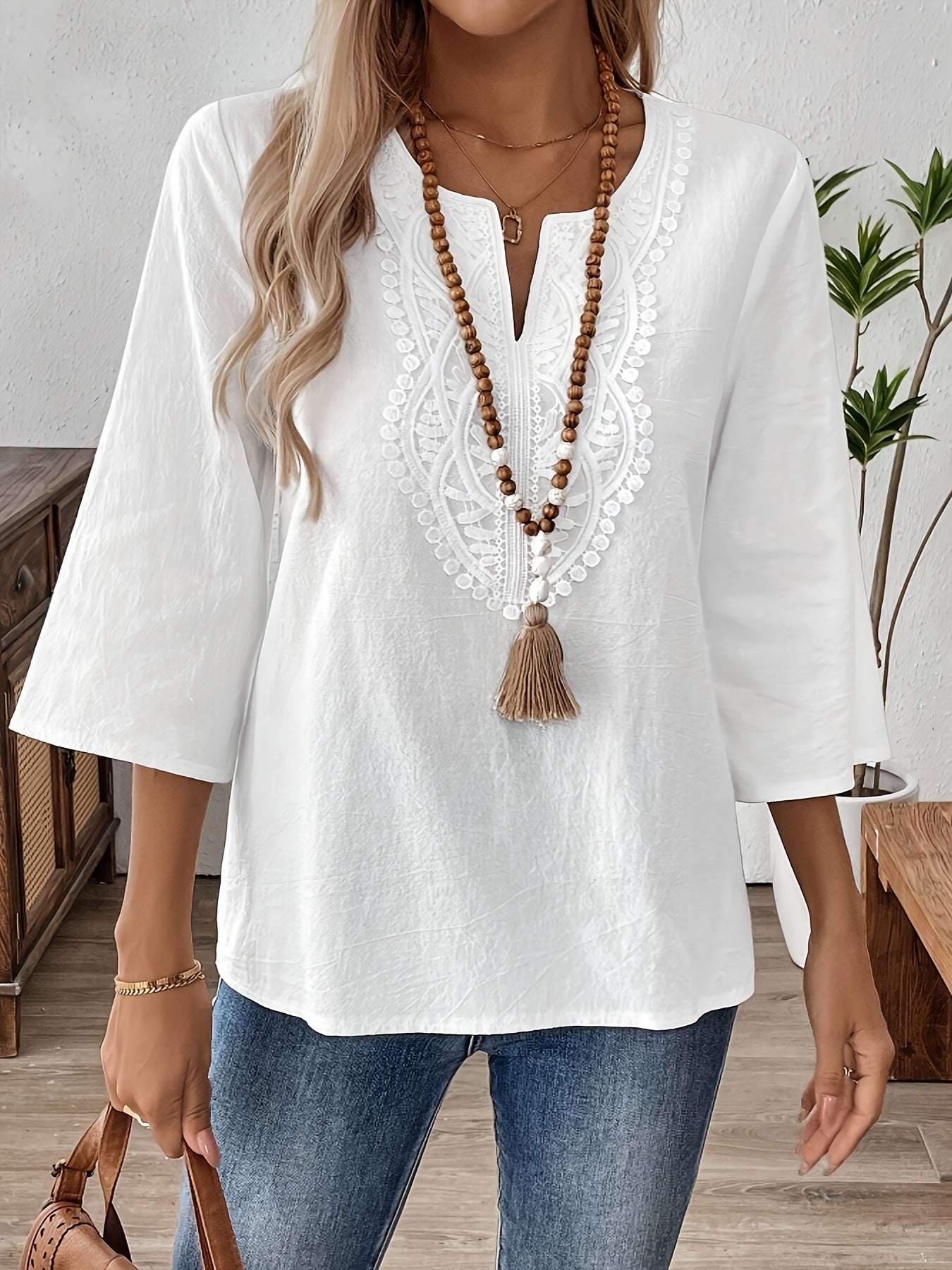 Cynthia™ | Solid V-Neck Casual Top