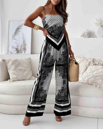Lila | Printed Lace-Up Vest & Trousers Set