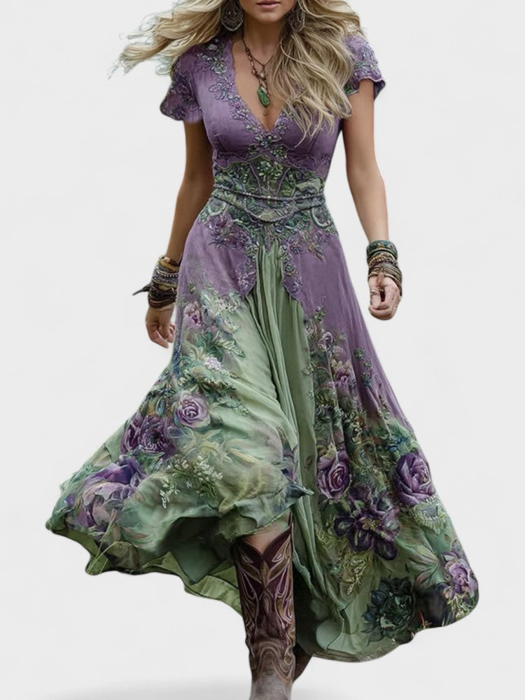 Serena - Floral Print Short Maxi Dress