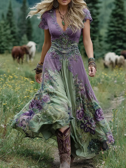 Serena - Floral Print Short Maxi Dress