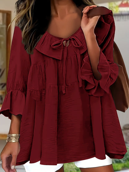 Donna™ | Textured Bow Tie Blouse