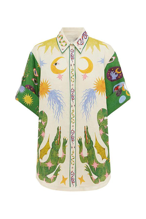 Heavenly | Print Blouse and Pocketed Shorts Set